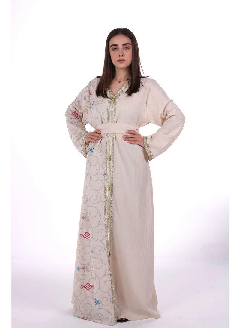 AL BENT AL SHARQIEH beige Mom & Daughter Embroidred jalabiya dress for Women | Best Price UAE